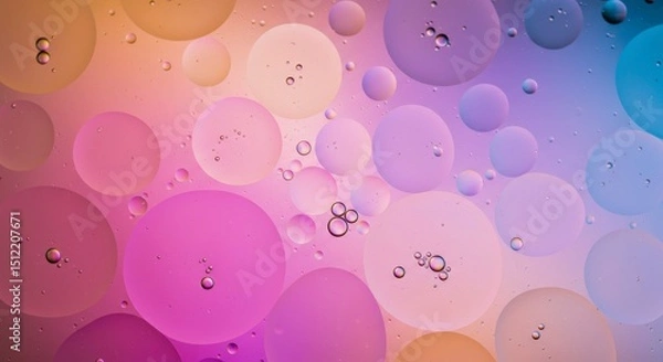 Fototapeta Abstract image featuring vibrant pastel circles and bubbles, creating a dreamy, fluid aesthetic