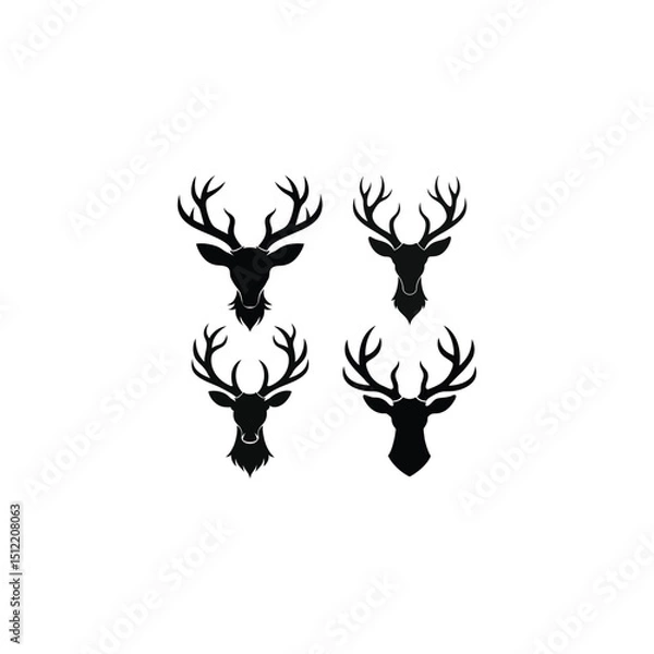 Fototapeta Elegant black antlers in a repeating pattern on a clean white background for design purposes
