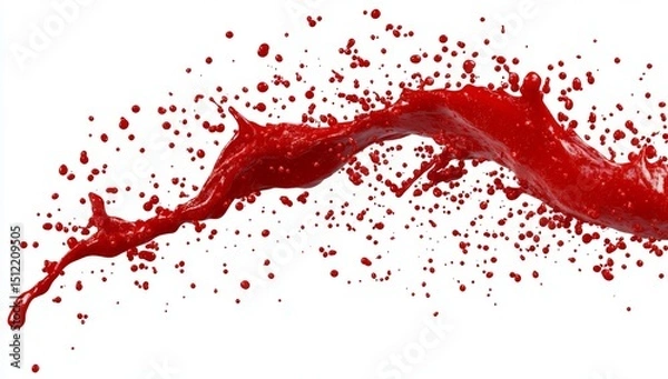 Fototapeta Tomato ketchup is suspended in the air on a white background, defying gravity as it bursts into a soaring flight