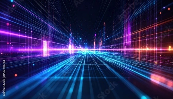 Fototapeta Futuristic Cyberpunk Metaverse Background, Fondo Futurista Estilo Cyberpunk y Metaverso, Generated image
