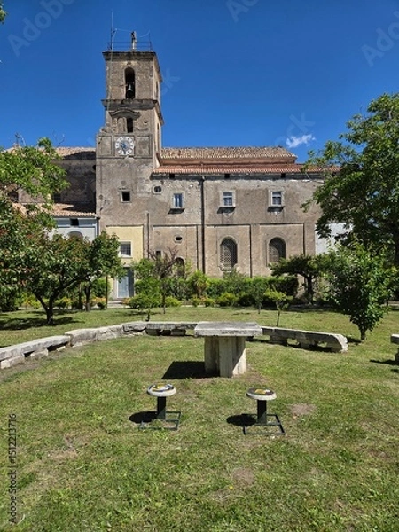 Fototapeta The exterior of the church of the ancient monastery of Visciano in the province of Naples, Italy.