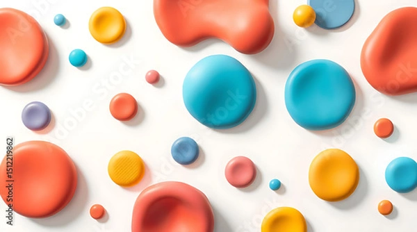 Fototapeta Colorful abstract shapes create a vibrant pattern on a white surface showcasing playful design elements Generative AI