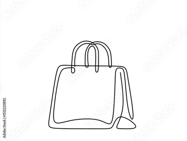 Obraz Continuous one line drawing of Lady's hand bag. Women's bag single line art vector illustration. Editable vector.