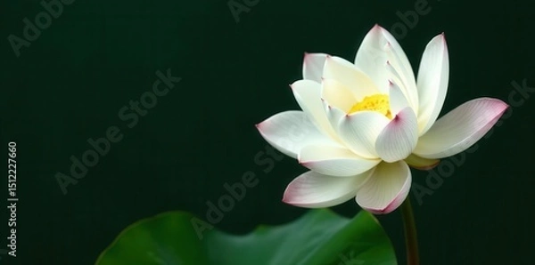 Obraz White lotus flower, single bloom, studio shot, buddhism, white