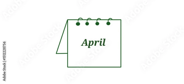 Fototapeta  A green outline icon of a desk calendar displaying "April".