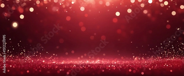 Obraz Glittering red abstract background with bokeh light effects, modern design, elegant pattern, textured surface, vibrant colours, and artistic wallpaper style ai