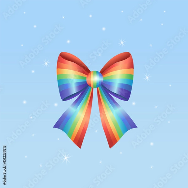 Obraz Rainbow Gift Bow on Sparkling Background