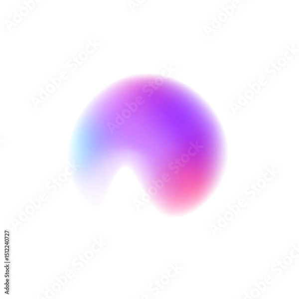 Obraz Color gradient circle backgrounds, abstract colors blend mesh with soft neon light, vector shapes. PNG. Abstract pastel neon holographic blurred grainy circle gradient on white background texture.