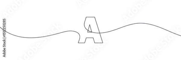 Fototapeta A Single line drawing of a letter j. Continuous line alphabet symbol icon. One line icon. Vector illustration.  EPS 10 .