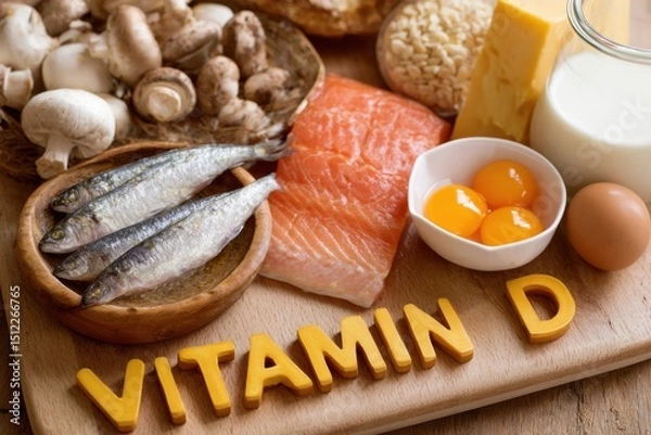 Obraz Display Vitamin D Rich Foods Nutrition Concept