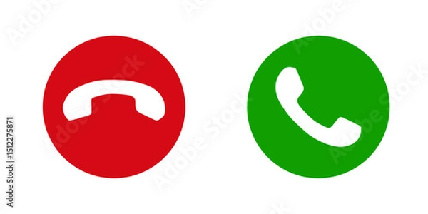 Fototapeta Icons depict the option to accept or decline phone call with red and green buttons Usable for presentations about communication technology.