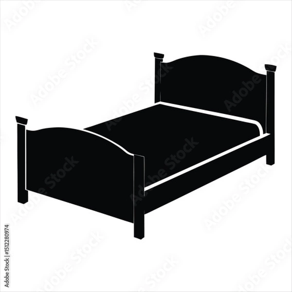 Fototapeta Elegant Bed Frame Silhouette on White Background for Design Projects