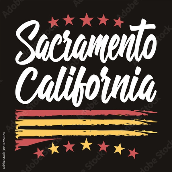 Fototapeta Sacramento, California Script with Stars Vector