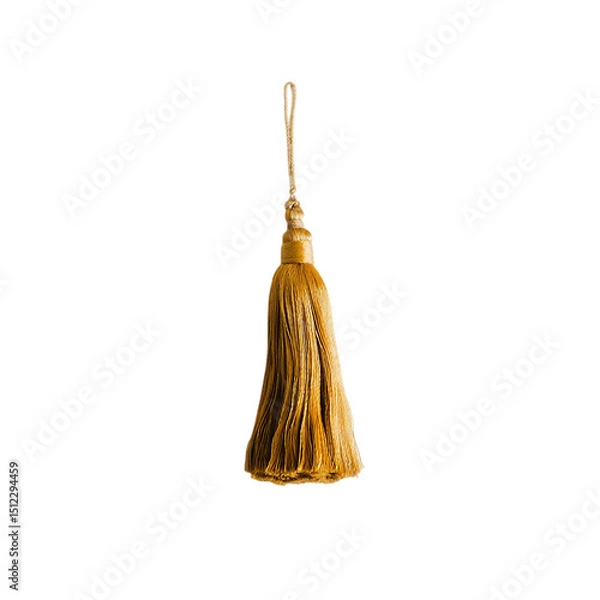 Fototapeta Elegant golden tassel with intricate details isolated on transparent background, png