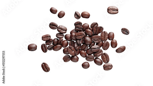 Obraz Roasted coffee beans isolated on white background.