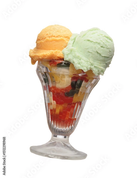Obraz Ice cream glass cone isolated on transparent layered background.