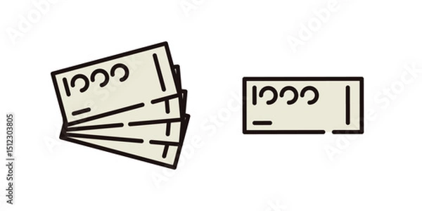 Fototapeta 紙幣、現金のシンプルなアイコンイラスト