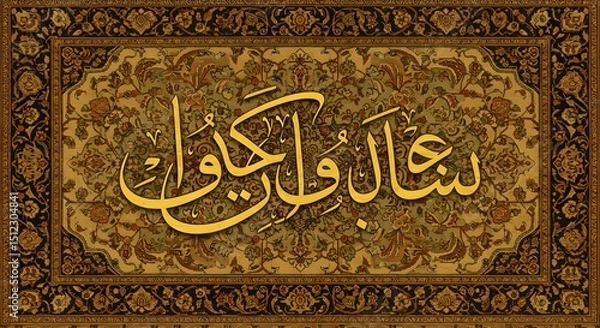 Obraz Islamic calligraphy patterned carpet design