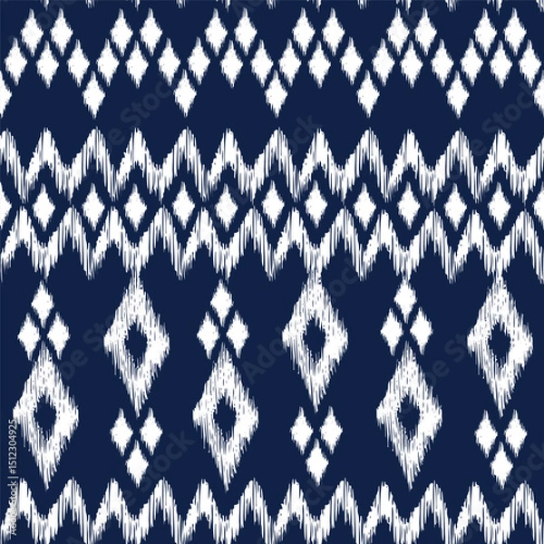 Fototapeta Ikat pattern vector art geometry. Seamless hand drawn sketch illustration