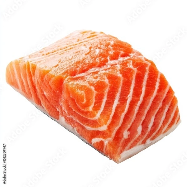 Fototapeta Fresh Raw Salmon Fillet Isolated on White Background Perfect for Recipes and Culinary Use