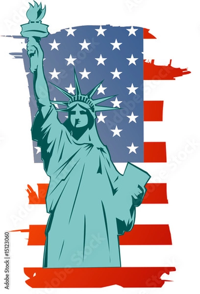 Obraz Vector liberty statue with american flag
