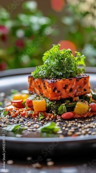 Obraz A fusion cooking competition focusing on creating innovative vegan recipes from diverse cultural influences