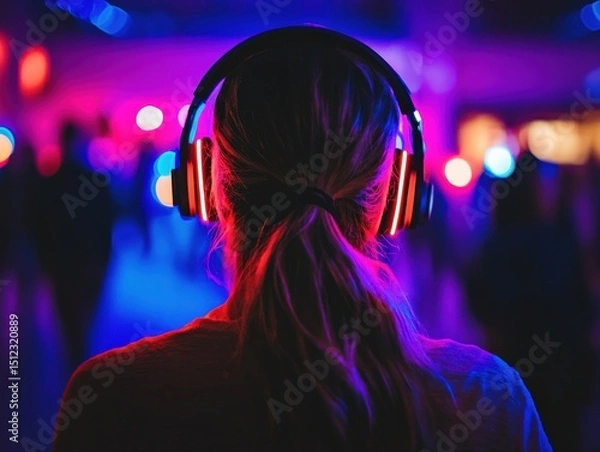 Obraz A retro-themed silent disco featuring classic rock, disco, and pop hits from the 70s, 80s, and 90s