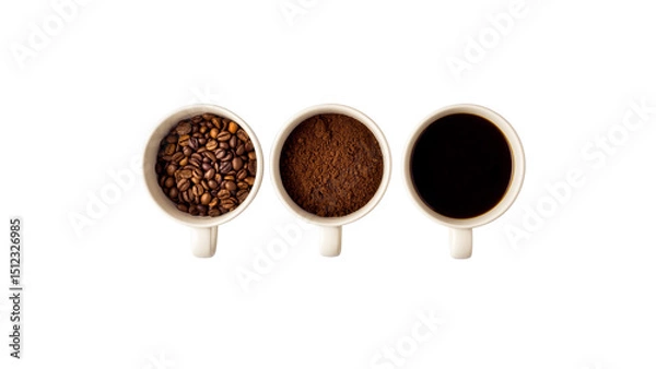 Obraz Stages of preparing cappuccino on white background