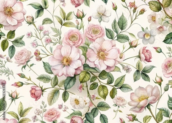 Obraz Watercolor seamless pattern pink roses floral design