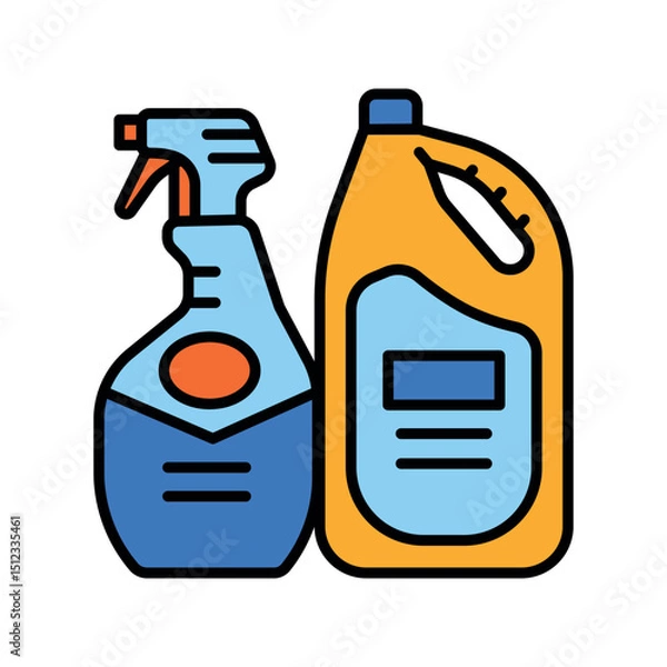Fototapeta Cleaning products color flat icon for digital and print projects.PFAS product