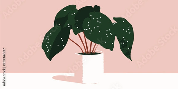 Obraz An indoor plant, with vibrant leaves and speckled patterns, adds a touch of nature's tranquility. the image showcases a perfect plant, harmoniously placed on a light background.