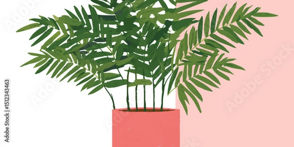 Obraz A vibrant, indoor palm in a stylish pot. Evoking a sense of fresh and green aesthetic. 