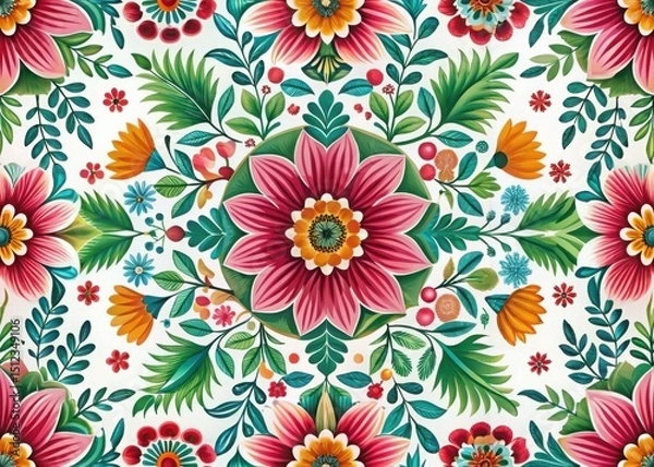 Obraz Vibrant floral textile pattern design