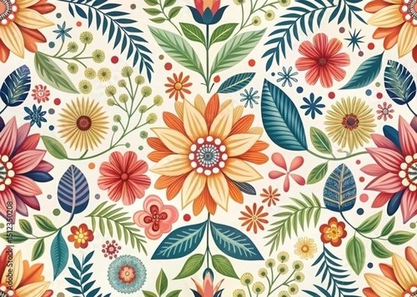 Obraz Vibrant floral pattern seamless design