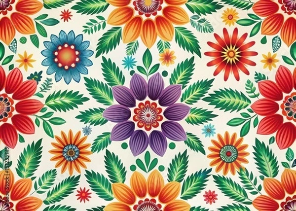 Obraz Vibrant floral pattern seamless design