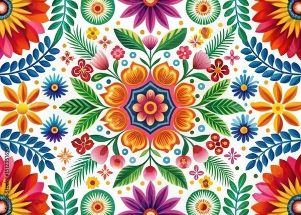 Obraz Vibrant mexican floral pattern design