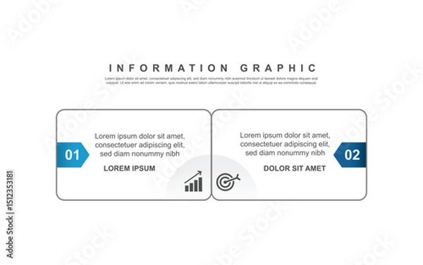 Fototapeta 2 step option infographic layout. timeline design for business with line style