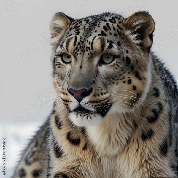 Fototapeta Snow leopard on white background