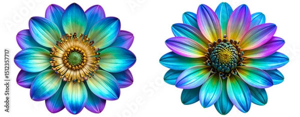 Fototapeta  Macro Shot of Iridescent Flower Center with Radiating Petals Transparent Background PNG