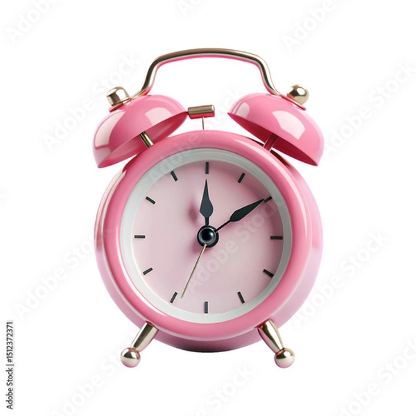 Obraz 3d pink alarm clock isolated on white background