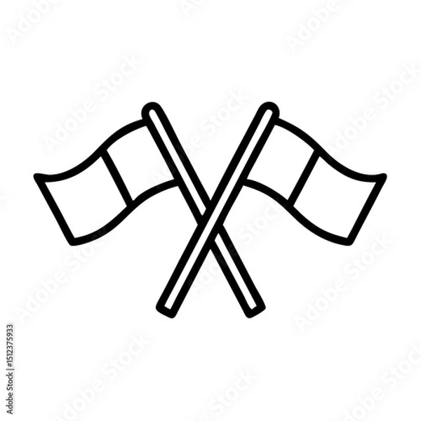 Fototapeta Crossed flags icon drawn in simple linear style on white background  