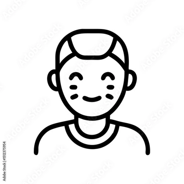 Fototapeta Cheerful boy with painted face smiling in a playful style  
