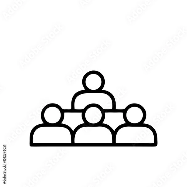 Fototapeta Group of people in a simple linear vector icon design  