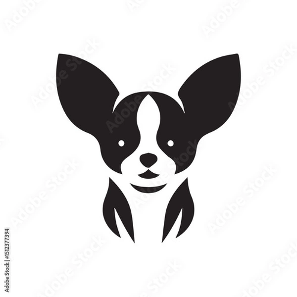 Fototapeta Chihuahua dog silhouette on white background. Chihuahua dog logo icon vector