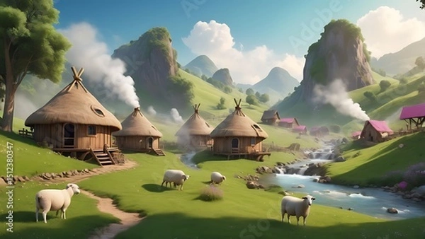 Obraz landscape with cows