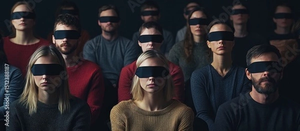Obraz Blindfolded Individuals: A Metaphor for Societal Issues