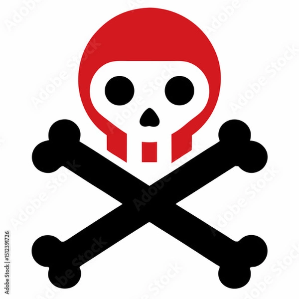 Fototapeta new style crossbones skull death dangerous sign and symbols vector icon on white background