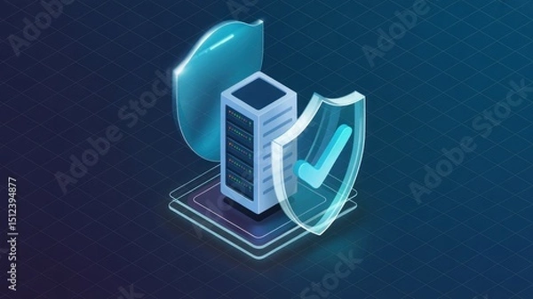Fototapeta Cybersecurity Shield: Vector Illustration of a Closed Lock