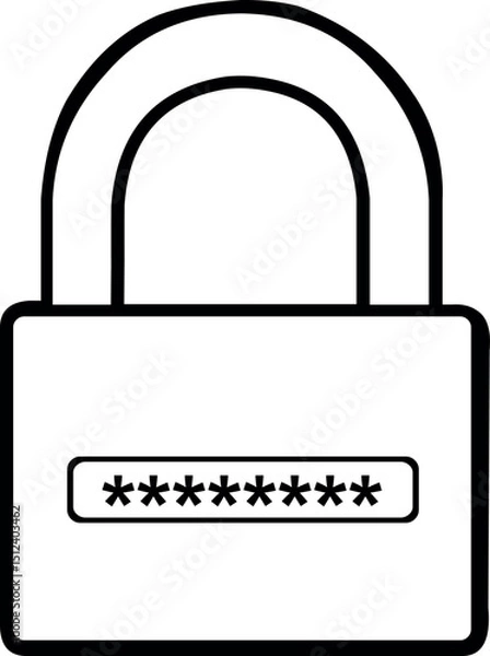 Obraz vector illustration drawing black and white icon padlock password concept