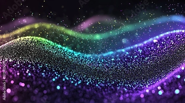 Fototapeta Fine particles of multicolor powder exploding dynamically on rich black backdrop with sharp edges and vibrant color highlights